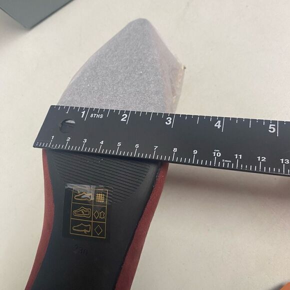 C.PARAVANO Alessia Women’s Red Suede Leather Pumps Size EU 36 US 5.5 Block Heels - Picture 5 of 7